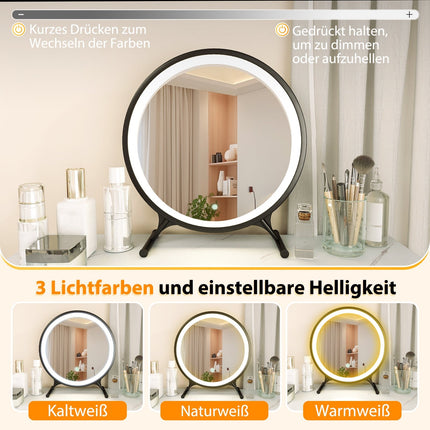 Toaletní stolek s LED zrcadlem, 5 zásuvek, bílá
