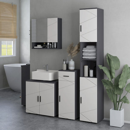 Gray bathroom base, adjustable shelf, anti-tip, 60x30x60 cm