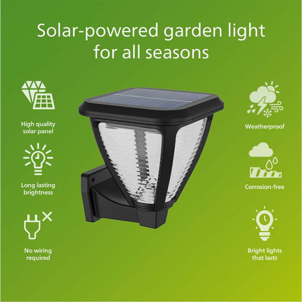 Vapora nástěnná lampa solární LED 200lm černá