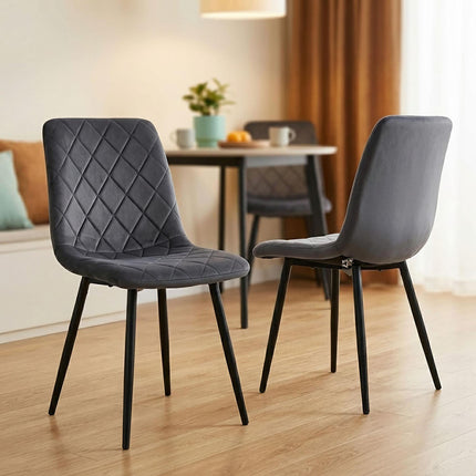 Velvet Dining Chairs, Anthracite, 2-Pack, Upholstered