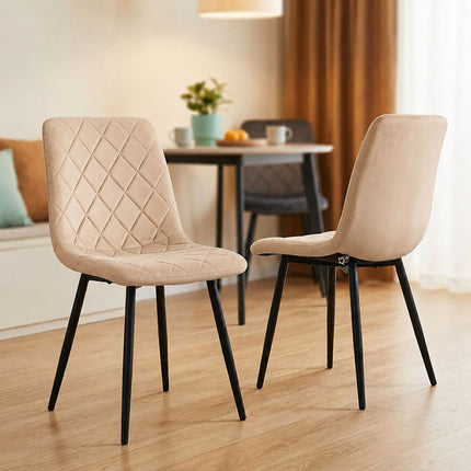 Velvet Dining Chairs, Beige, 4-Pack, Upholstered, Modern Design