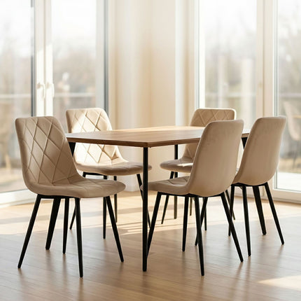 Velvet Dining Chairs, Beige, 4-Pack, Upholstered, Modern Design
