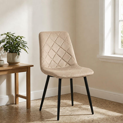 Velvet Dining Chairs, Beige, 4-Pack, Upholstered, Modern Design