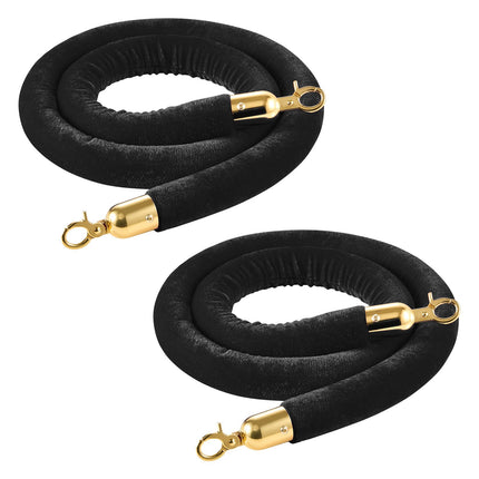 Velvet Stanchion Ropes 2-Pack, 1.5 m, Gold Hooks