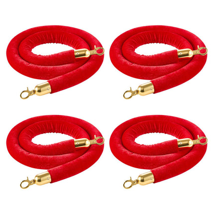 Velvet Stanchion Ropes, 4 Pack 1.5 m, Gold Hooks