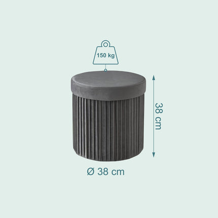 Sametová úložná stolička s čalouněným sedákem a úložným prostorem