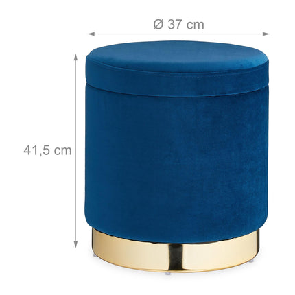 Samthocker mit Stauraum Blau
