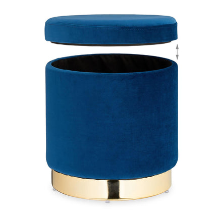 Samthocker mit Stauraum Blau