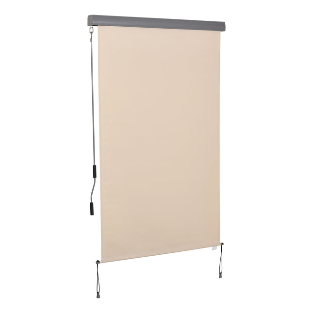 Balkonová markýza krémově bílá - ruční klika, ochrana proti větru, 120x200 Cm