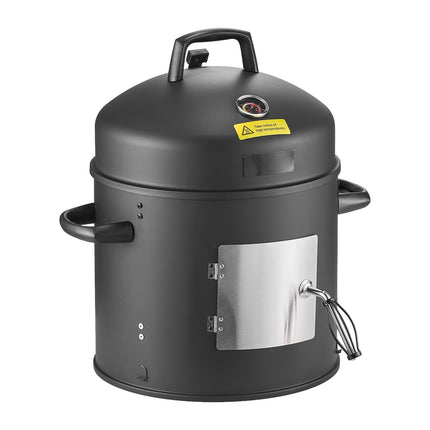 Vertical Charcoal Smoker Grill, 16-Inch, 2 Grates; Thermometer