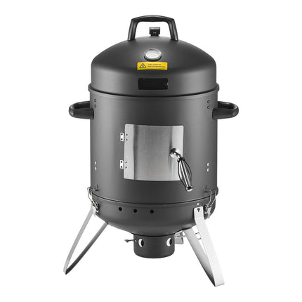 Vertical Charcoal Smoker Grill, 16-Inch, 2 Grates; Thermometer