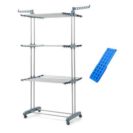Vertical Clothes Dryer with Wheels InnovaGoods Dolver, 24 Bars, Clothes Folder