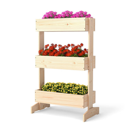 Vertikální zahradní truhlík s 3 patry, borovicové dřevo, 69x39x109 cm