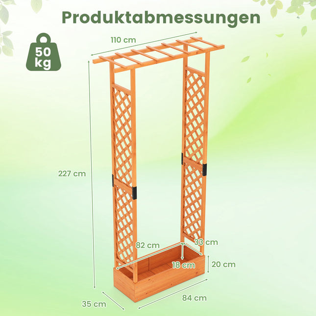 Vertikální truhlík s treláží a visící stříškou, oranžová
