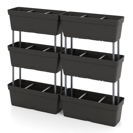 Sada vertikálních truhlíků s drenáží, 6 černých boxů