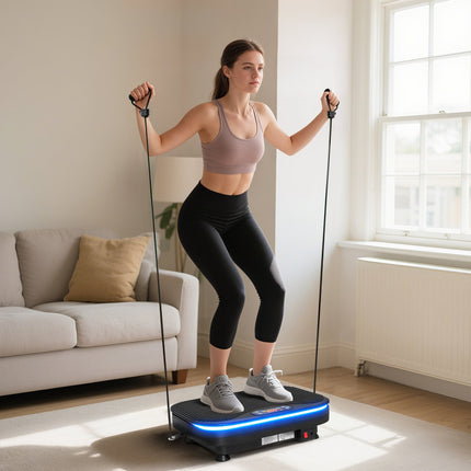 Vibrační plošina pro fitness, Bluetooth, 99 rychlostí, černá