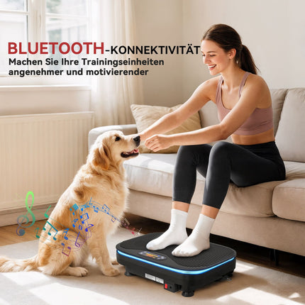 Vibrační plošina pro fitness, Bluetooth, 99 rychlostí, černá