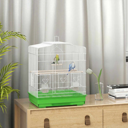 Vintage Bird Cage for Small Birds, Steel & Wood, 46.5x36x59 cm