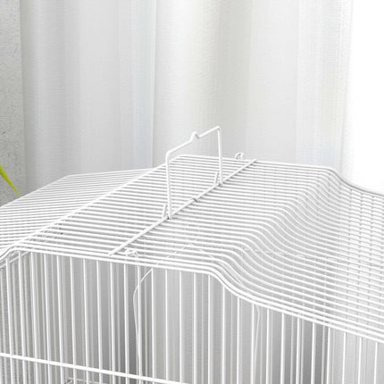 Vintage Bird Cage for Small Birds, Steel & Wood, Blue/White