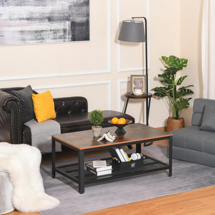 Coffee table black walnut metal frame with storage - 106x60x45cm