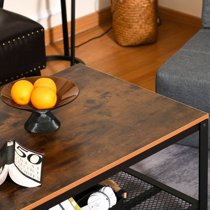 Coffee table black walnut metal frame with storage - 106x60x45cm