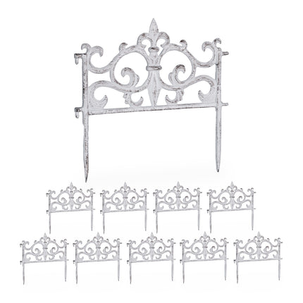 Vintage Garden Bed Fence, 10 Cast Iron Panels