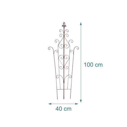 Vintage Metal Garden Trellis, Fleur-de-Lis Top, Compact