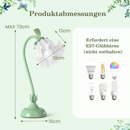 Vintage noční lampa se stínidlem ve tvaru konvalinky