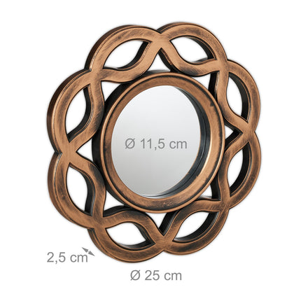 Sada nástěnných zrcadel ve vintage stylu, 25 cm, zlatá a černá