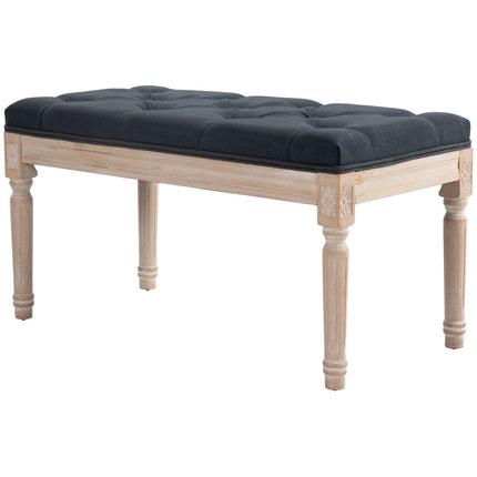 Dark gray upholstered bench - 80x40x43 cm, linen, 120 kg capacity