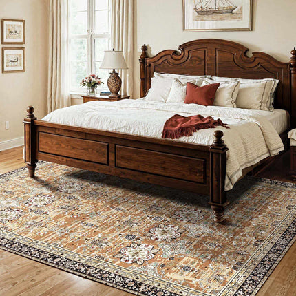 Vintage Washable Area Rug 7.5x9.5 ft, Non-Slip