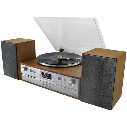 Gramofon s CD, rádiem a Bluetooth, retro styl 70. let