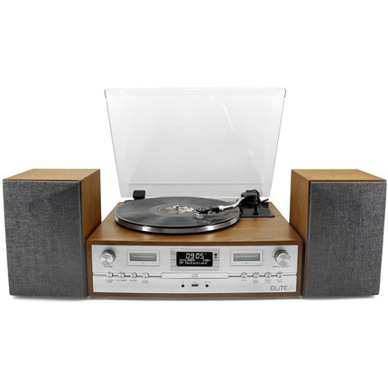 Gramofon s CD, rádiem a Bluetooth, retro styl 70. let