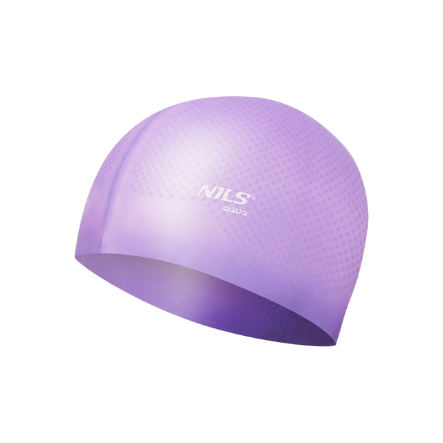 Violet Silicone Swimming Cap, Solid Color, Dots Design