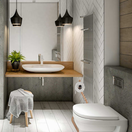 WC chair steel &amp; wooden look