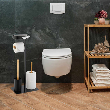 Toiletstoel met plankje van bamboe en ijzer