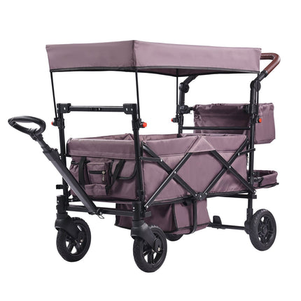 Wagon Stroller for 2 Kids, Push-Pull, Canopy, Brakes