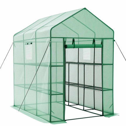 Walk-In Greenhouse 137x206x196 cm, 14 Shelves, Windows