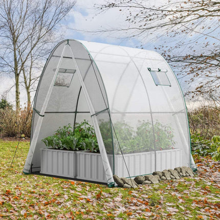 Walk-In Greenhouse with PE Cover & Roll-Up Doors, 181x181x200 cm