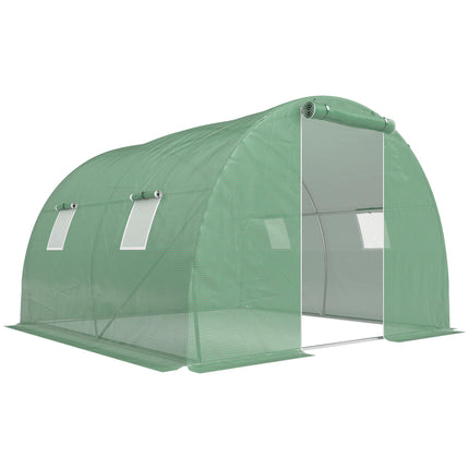 Průchozí skleník s okny, 3x3m, tmavě zelená