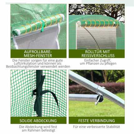 Průchozí skleník s okny, 3x3m, tmavě zelená