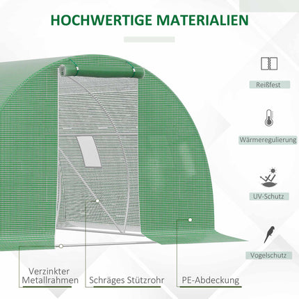 Průchozí skleník s okny, 3x3m, tmavě zelená