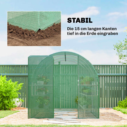 Walk-In Polytunnel Greenhouse, 2x3m, PE Cover, Steel Frame