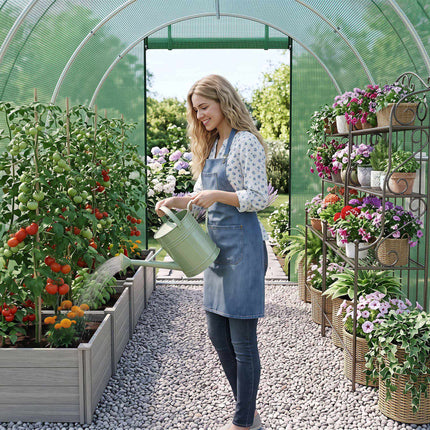 Walk-In Tunnel Greenhouse 15 x 7 x 7 ft with 8 Mesh Windows, Green, PE Cover