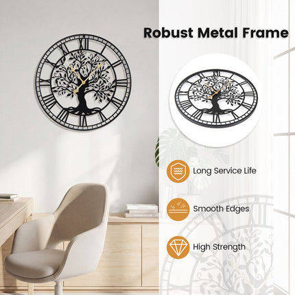 Nástěnné hodiny 27 palců Strom života, kov, tichý quartz