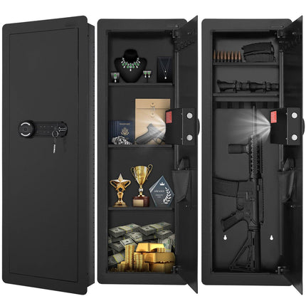 Wall Gun Safe, 109 cm Hidden 4-Tier, Keypad Fingerprint