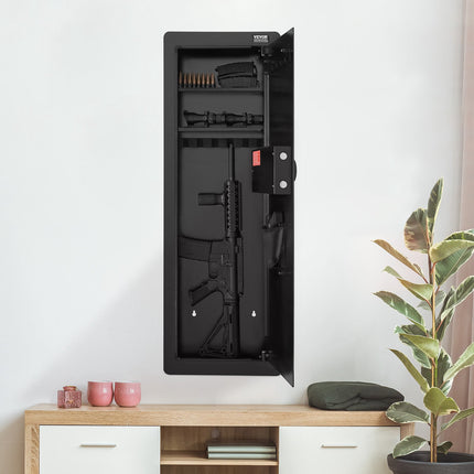 Wall Gun Safe, 109 cm Hidden 4-Tier, Keypad Fingerprint