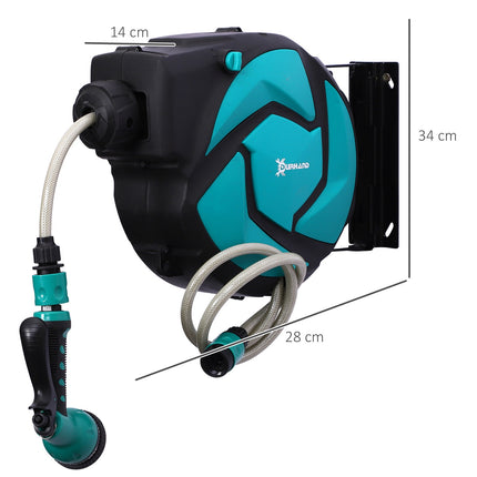 Wall-mounted 10 m hose reel with 180° rotatable, frost-resistant