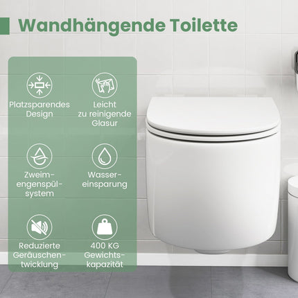 Závěsné WC, dvojité splachování, sedátko se softclose, bílá