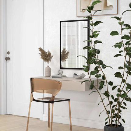 Wall Mirror, 50x70 cm, Black MDF Frame, Easy Mounting